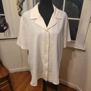 Liz Baker Essentials Button Up Blouse Size 18W Short Sleeve‎ Cream